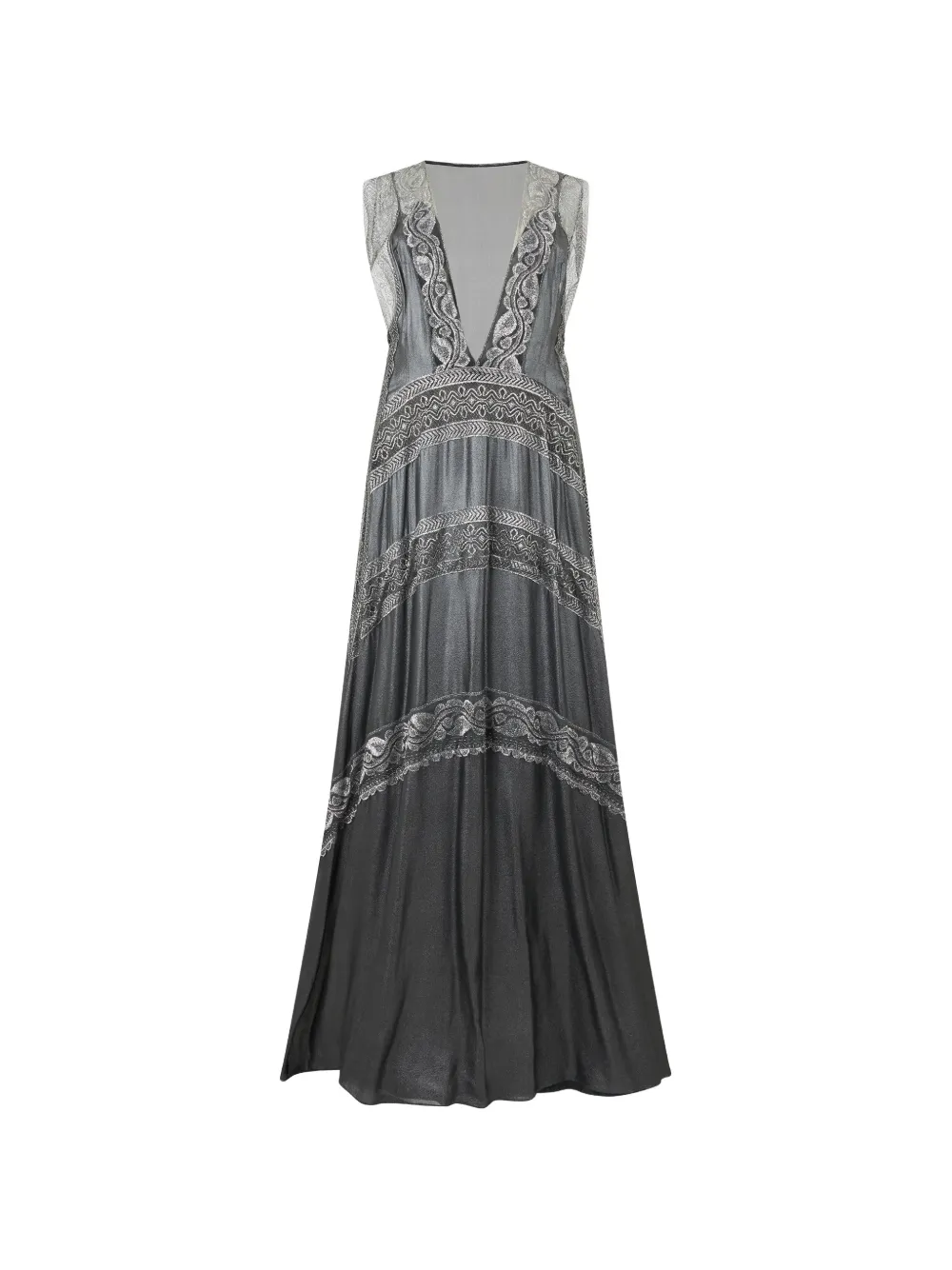 Alberta Ferretti Besticktes Maxikleid - Grau