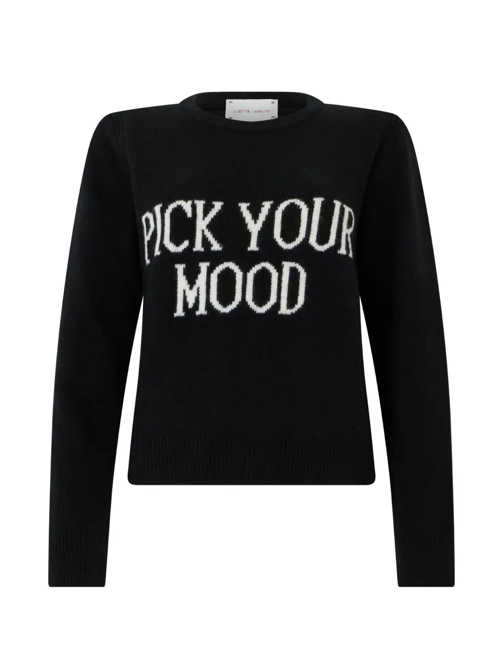 Alberta Ferretti slogan-intarsia crew-neck sweater - Schwarz