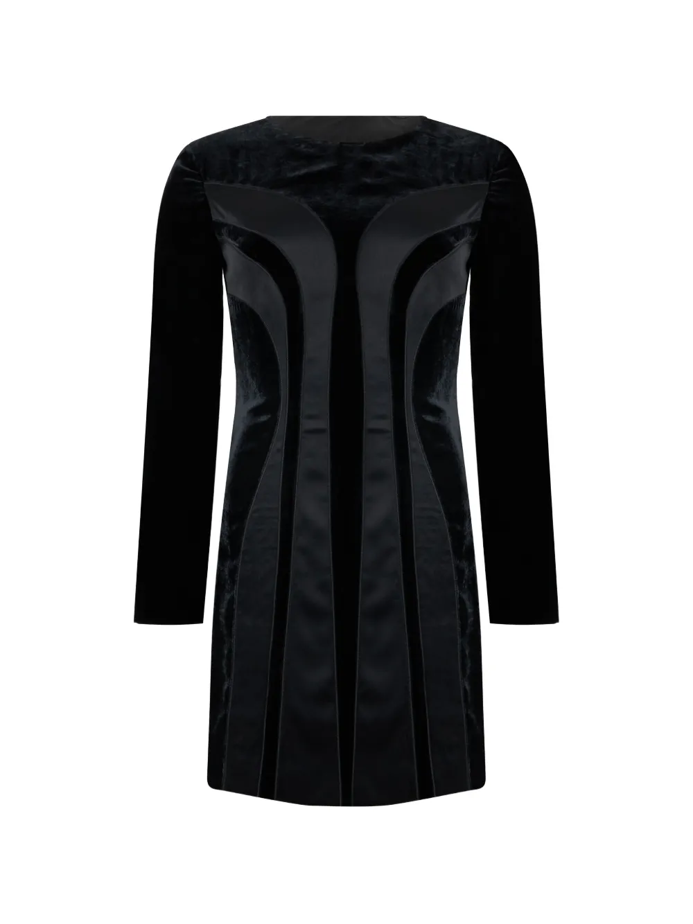 Alberta Ferretti long-sleeved panelled mini dress Zwart