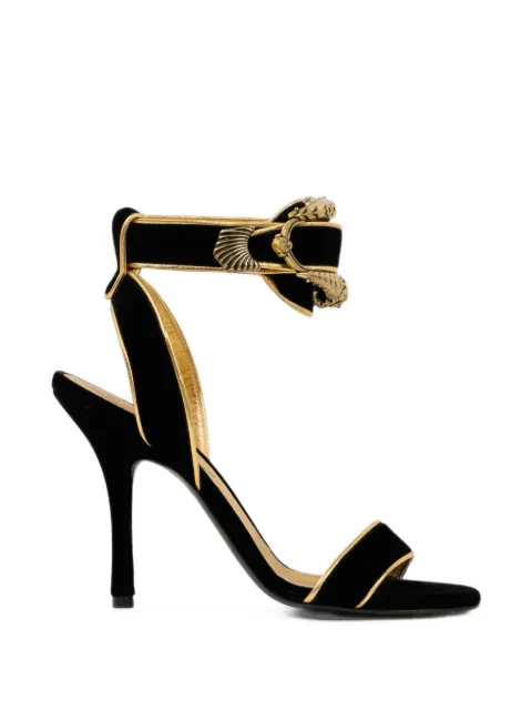 ETRO sandalias de terciopelo con hebilla animal