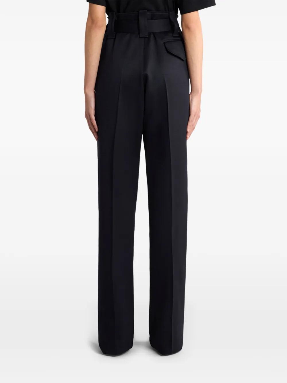 ETRO Straight wollen broek met zakken en riem Zwart