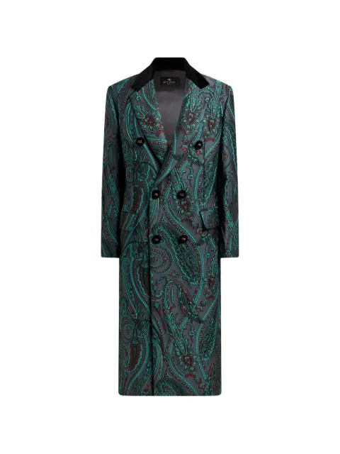 ETRO double-breasted Paisley jacquard coat