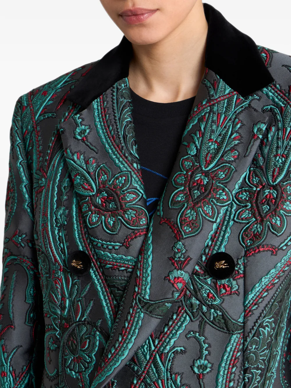 ETRO Jas met dubbele rij knopen en paisley-print Grijs