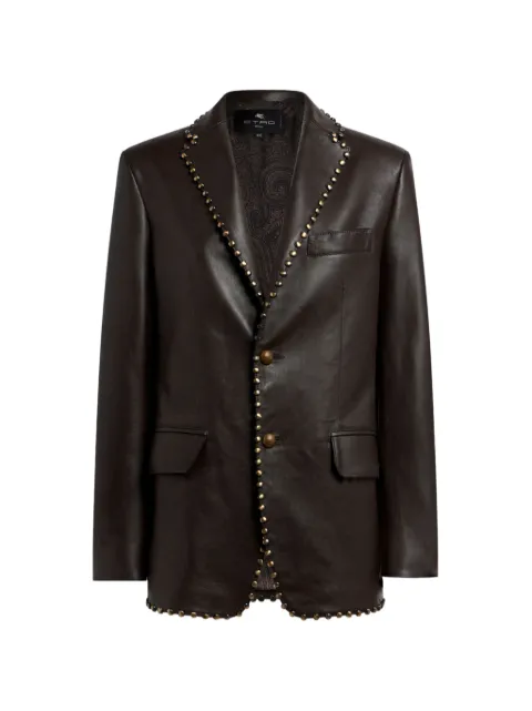 ETRO single-breasted leather jacket with studs