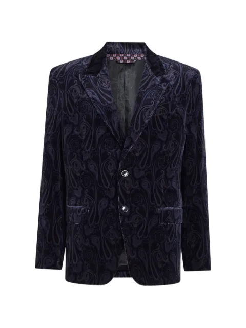 ETRO single-breasted cotton velvet jacket with paisley overprint