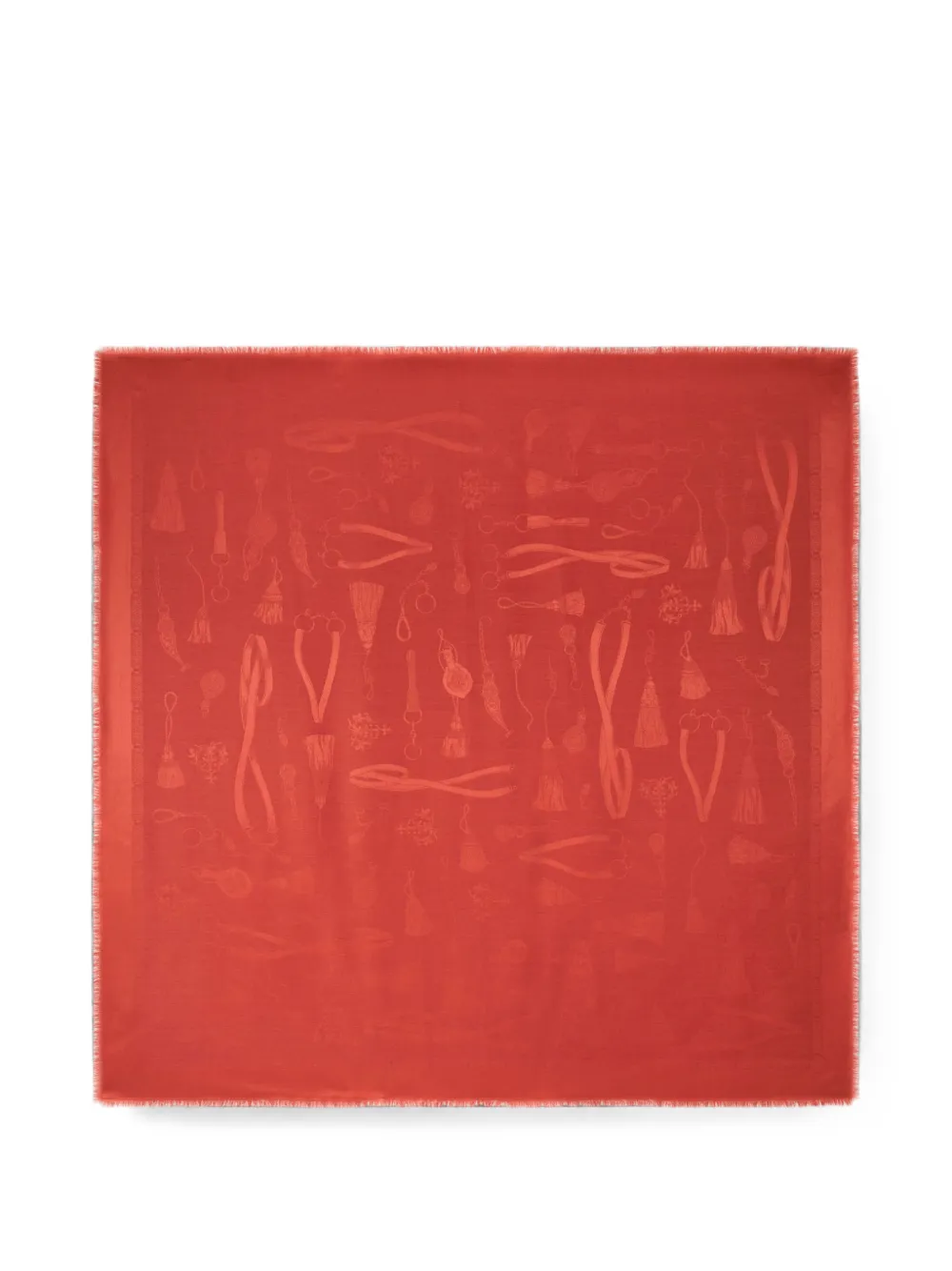 ETRO silk and wool jacquard shawl with tone-on-tone charm motif - Rot