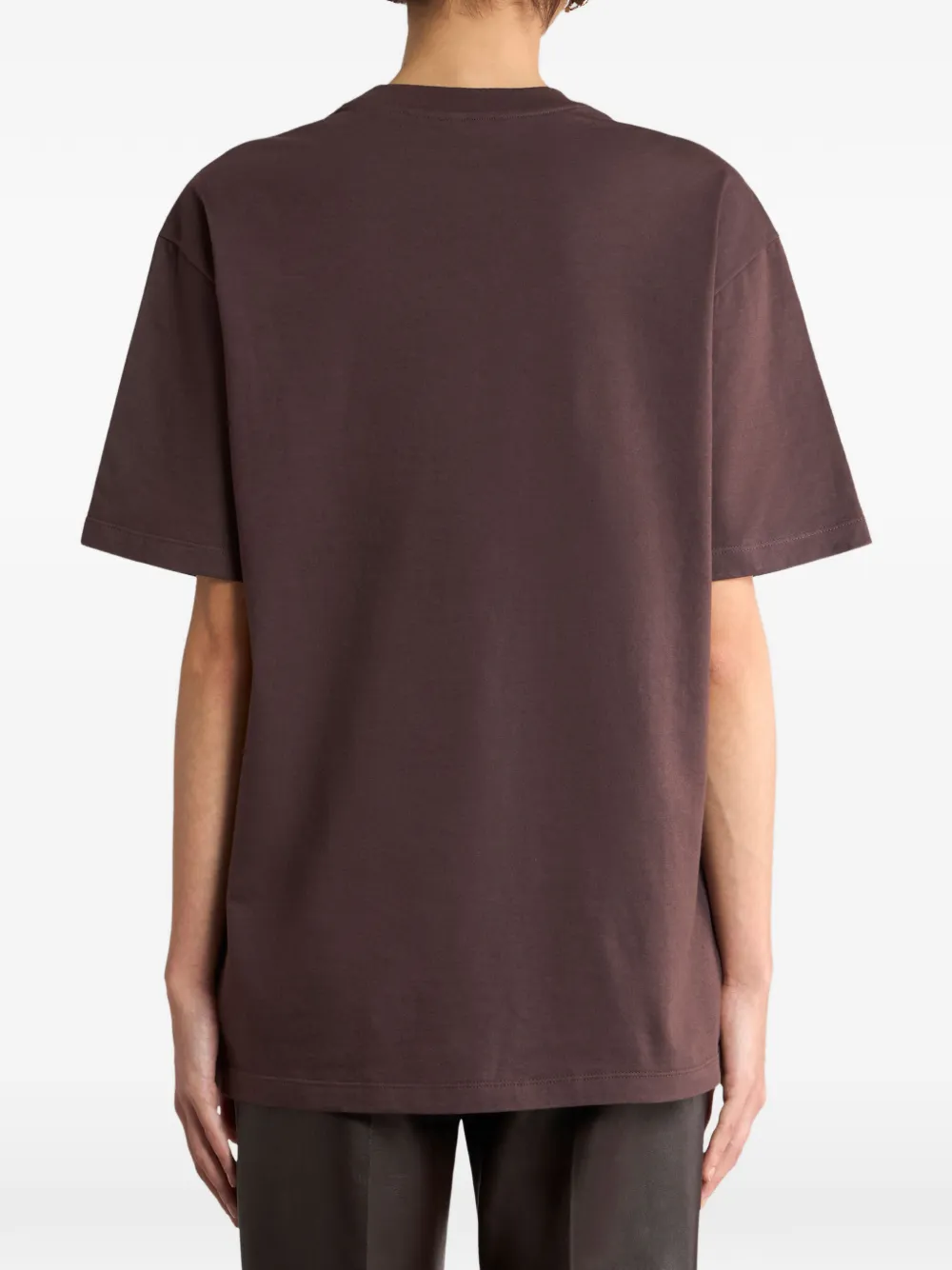 ETRO Katoenen T-shirt met geborduurd logo en veren-print Bruin