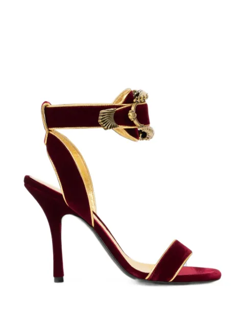 ETRO velvet high-heeled sandals with animal buckle