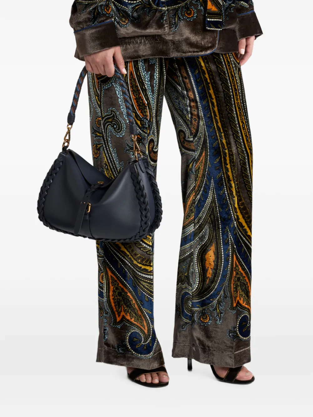 ETRO Geweven leren handvat Blauw