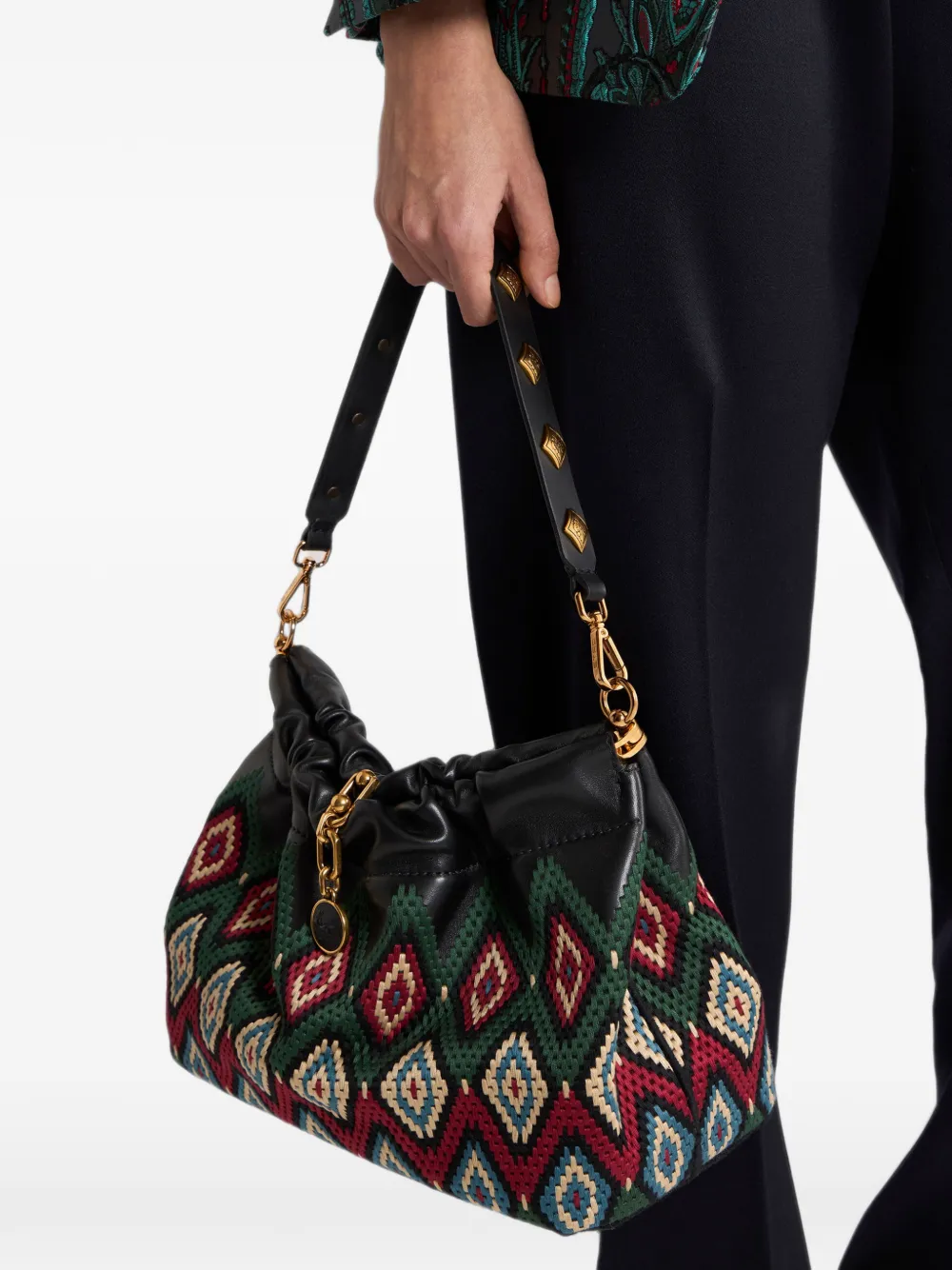 ETRO Leren tas met diamantvormige studs Zwart