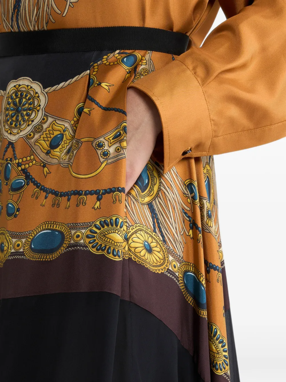 ETRO Zijden maxi-rok met strik en sieraden-print Zwart