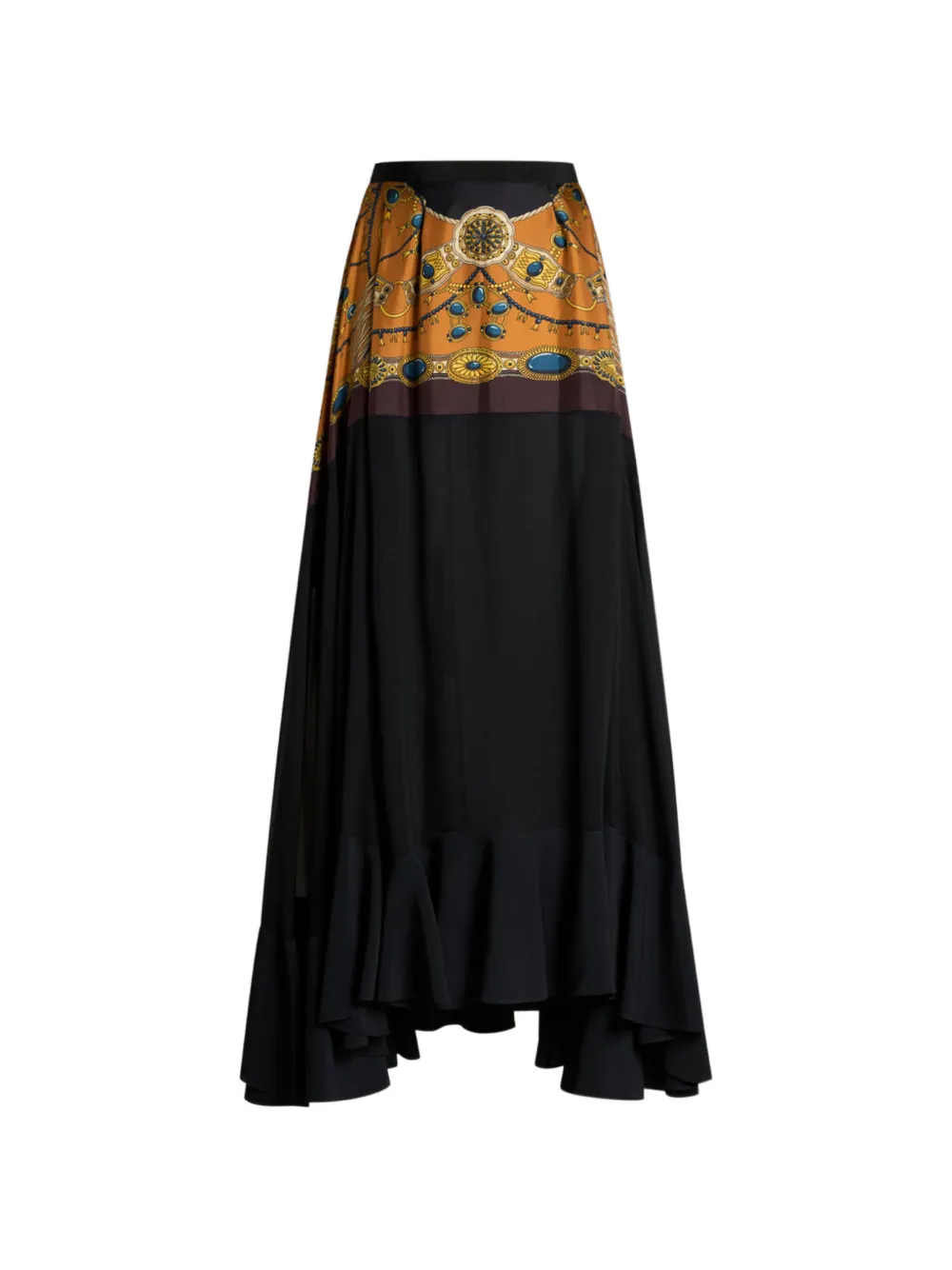 ETRO Maxirock aus Seide mit Schleife und Schmuck-Print - Schwarz