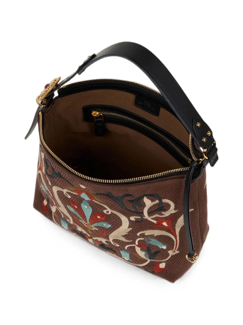 ETRO Medium Rosette canvas tas met borduurwerk Bruin