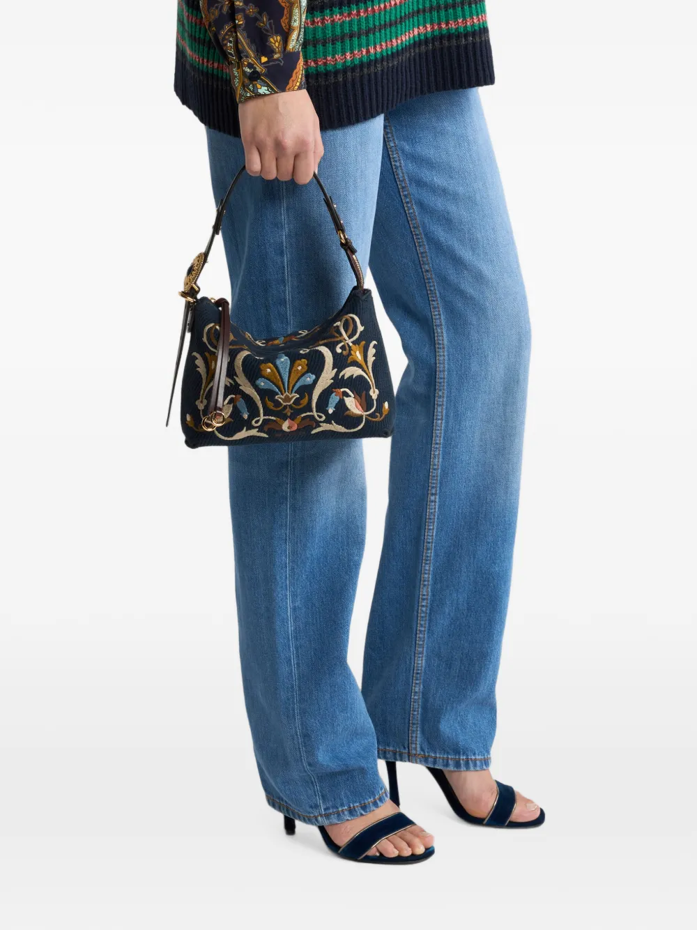 ETRO Rosette kleine canvas tas met borduurwerk Blauw