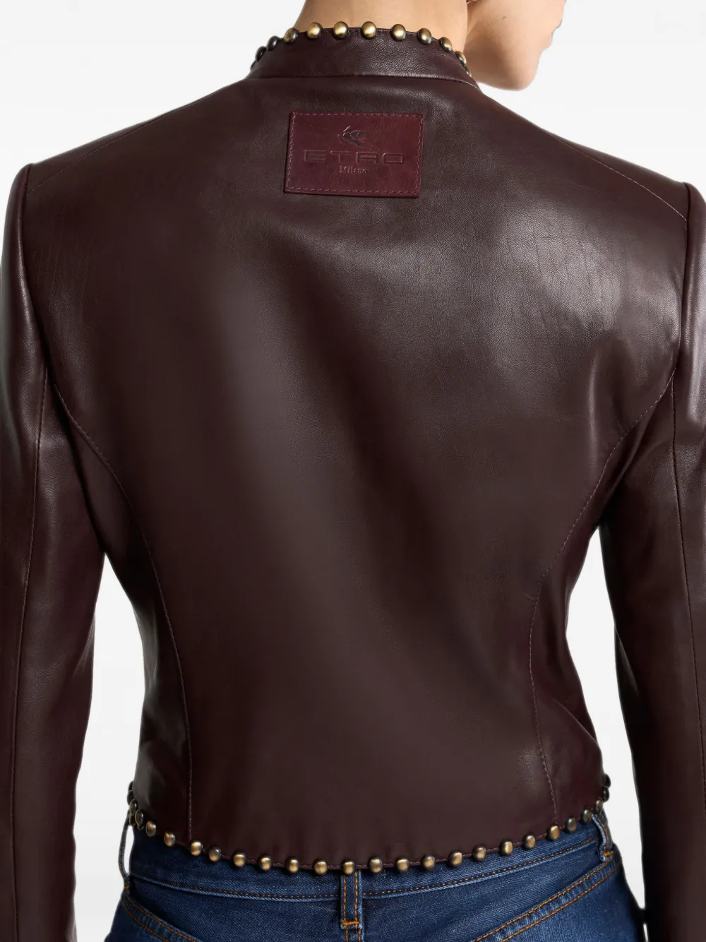 ETRO Cropped leren jack met studs Rood