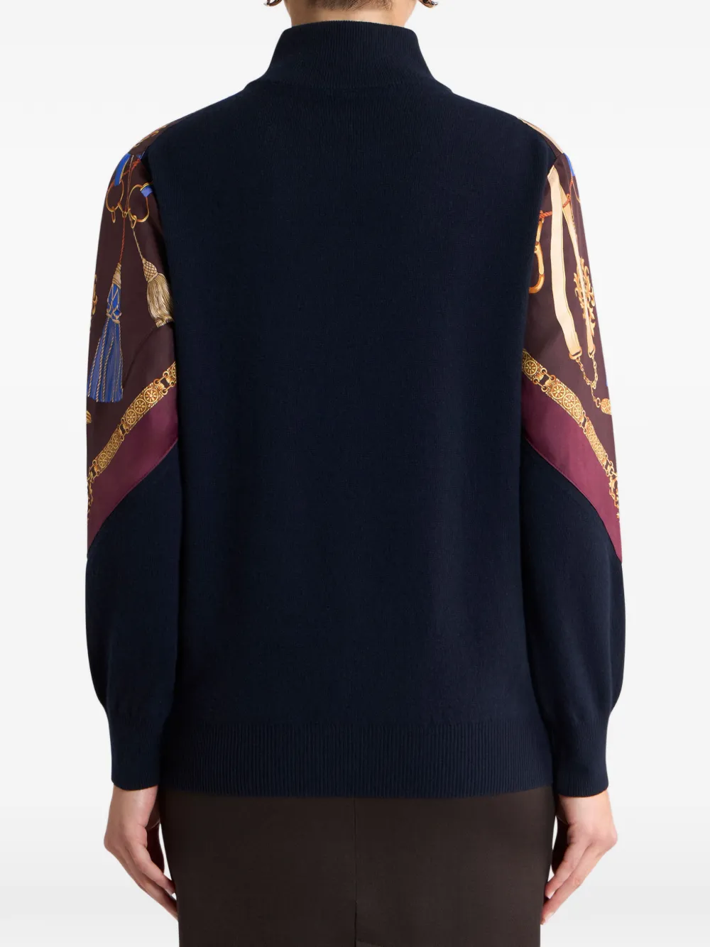 ETRO Coltrui van wol en kasjmier met zijden inzetstuk Blauw