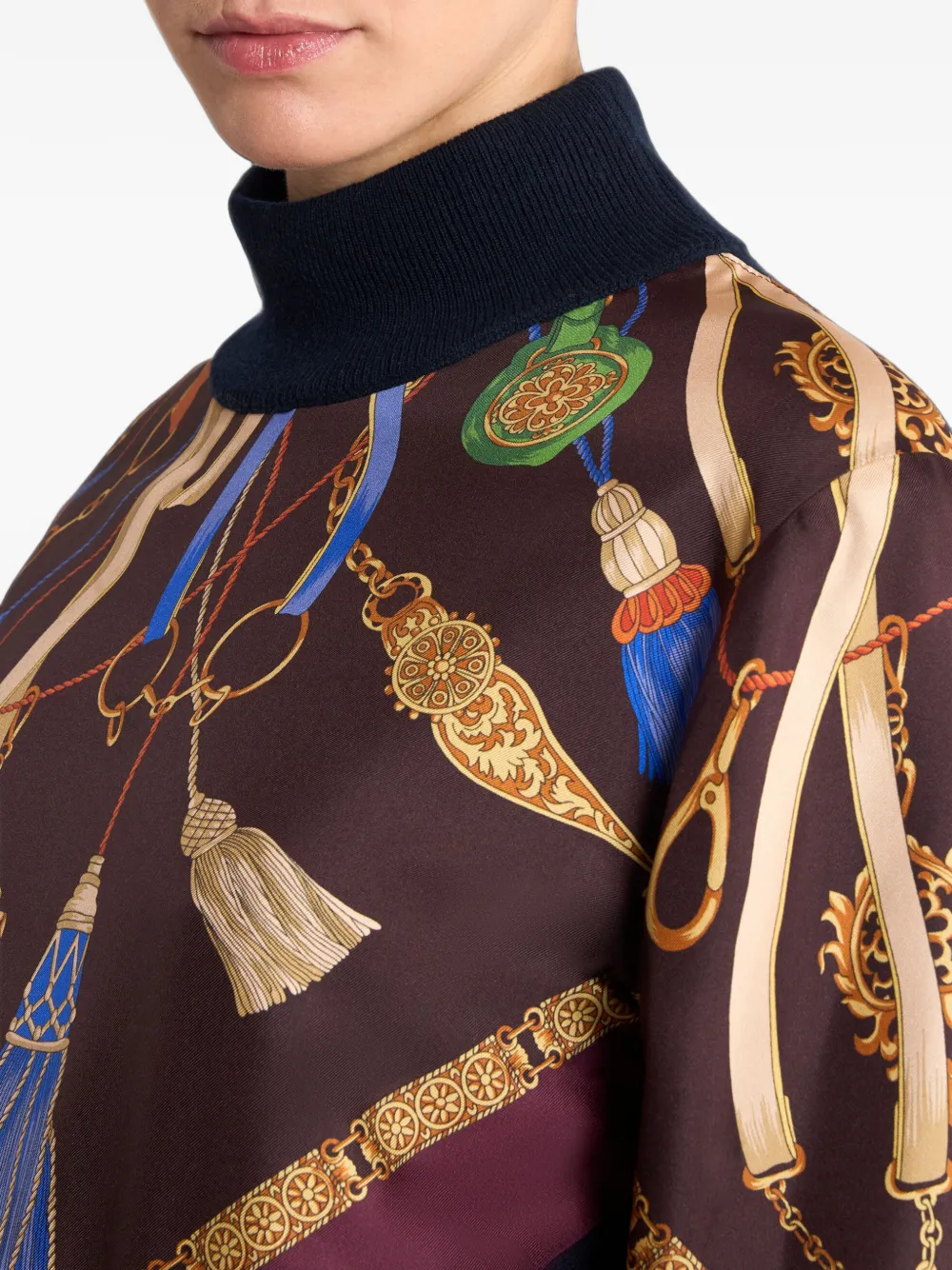 ETRO Coltrui van wol en kasjmier met zijden inzetstuk Blauw