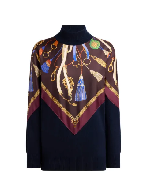 ETRO wool and cashmere turtleneck sweater with silk insert