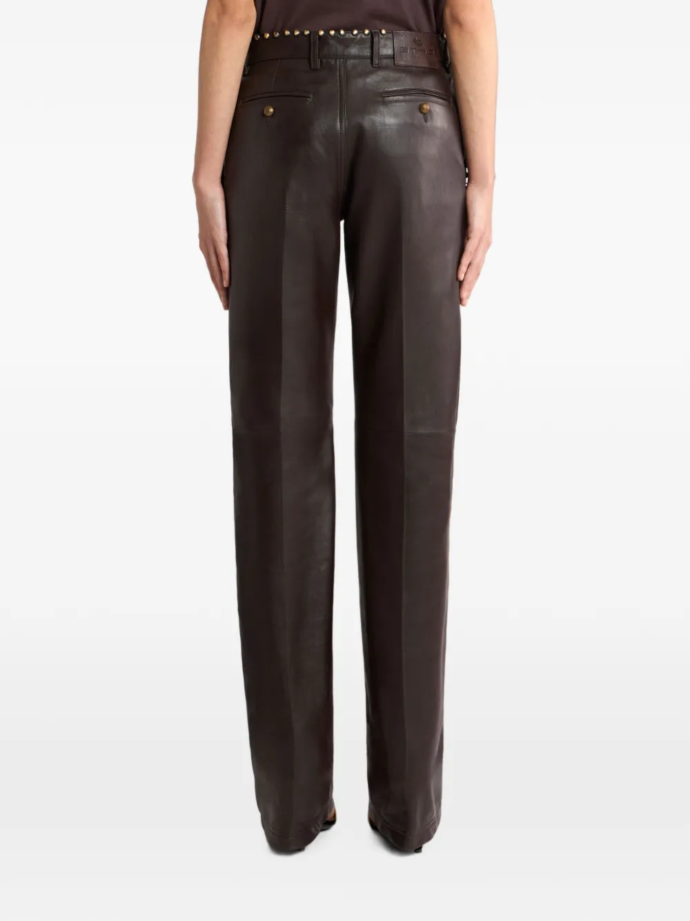 ETRO Leren broek met studs Bruin