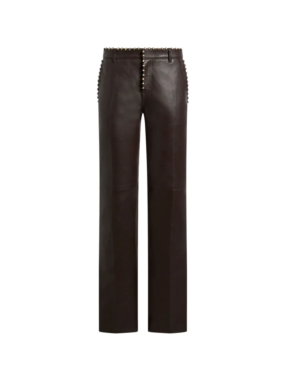 ETRO leather trousers with studs - Marrone
