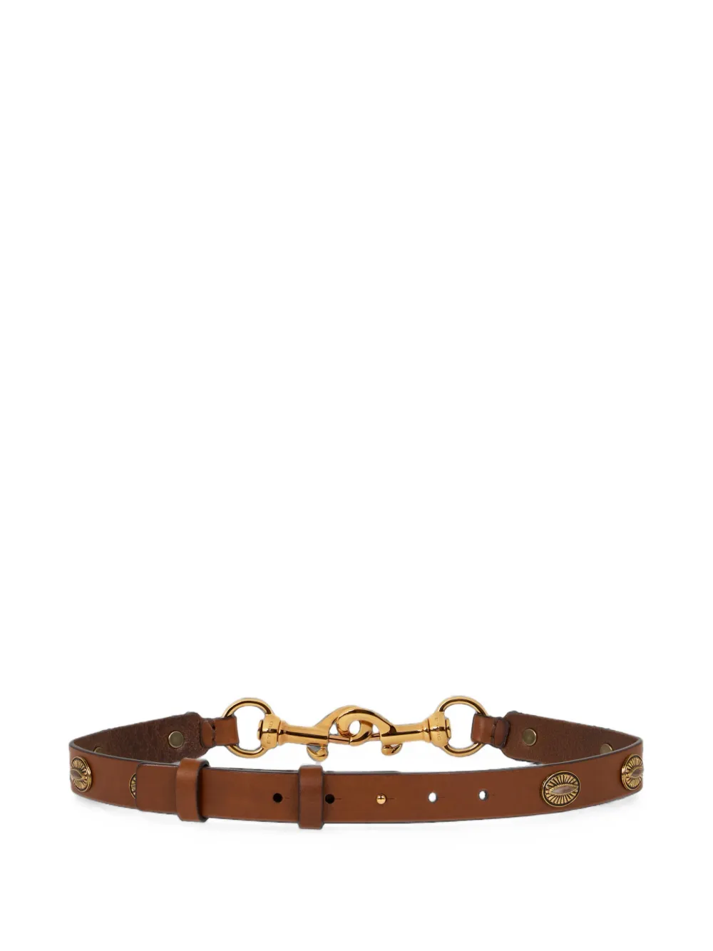 ETRO Leren Pony riem met ovalen studs Bruin