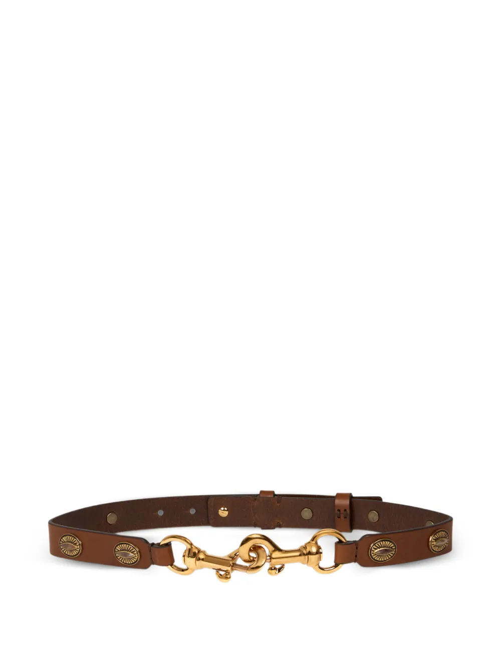 ETRO leather Pony belt with oval-shaped studs - Marrone