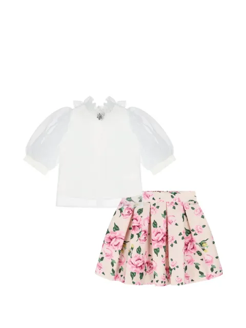 MAMA LUMA KIDS floral-print ruffled blouse and skirt set (set of two)