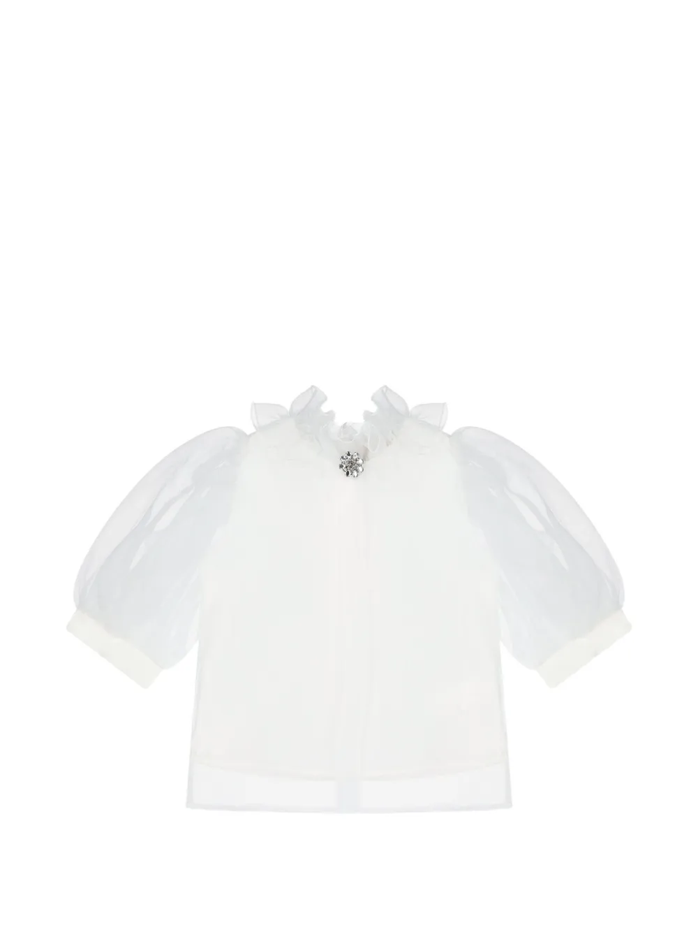 MAMA LUMA KIDS Tweedelige shirt en rok set met bloemenprint en ruches Wit