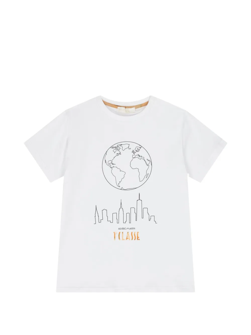 Alviero Martini Kids T-shirt con stampa Geo Map - Bianco
