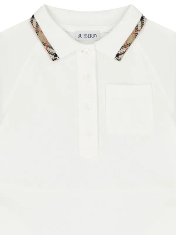 Burberry キッズ　ポロシャツ　ワンピース　140 10Y 美品 Burberry Kids チェックトリム ポロシャツワンピース | ホワイト