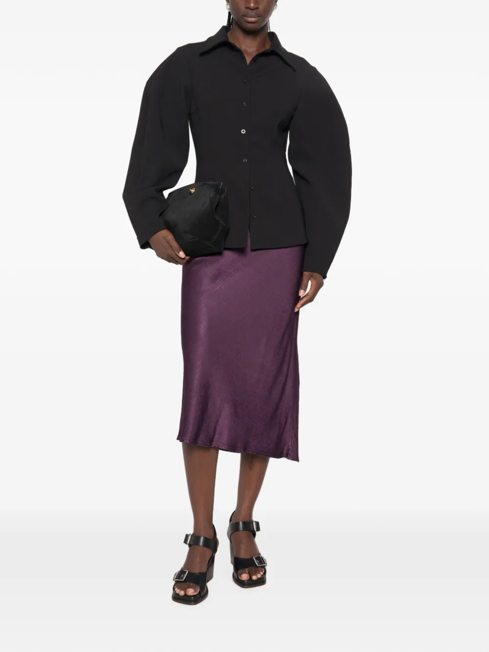 DIXIE Rok met satijnen afwerking Paars