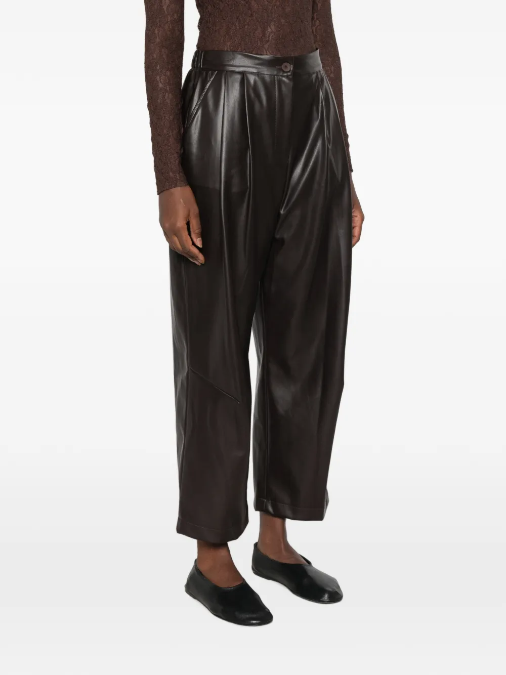 DIXIE Broek van imitatieleer Bruin