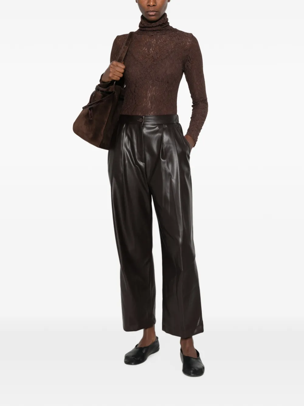 DIXIE Broek van imitatieleer Bruin