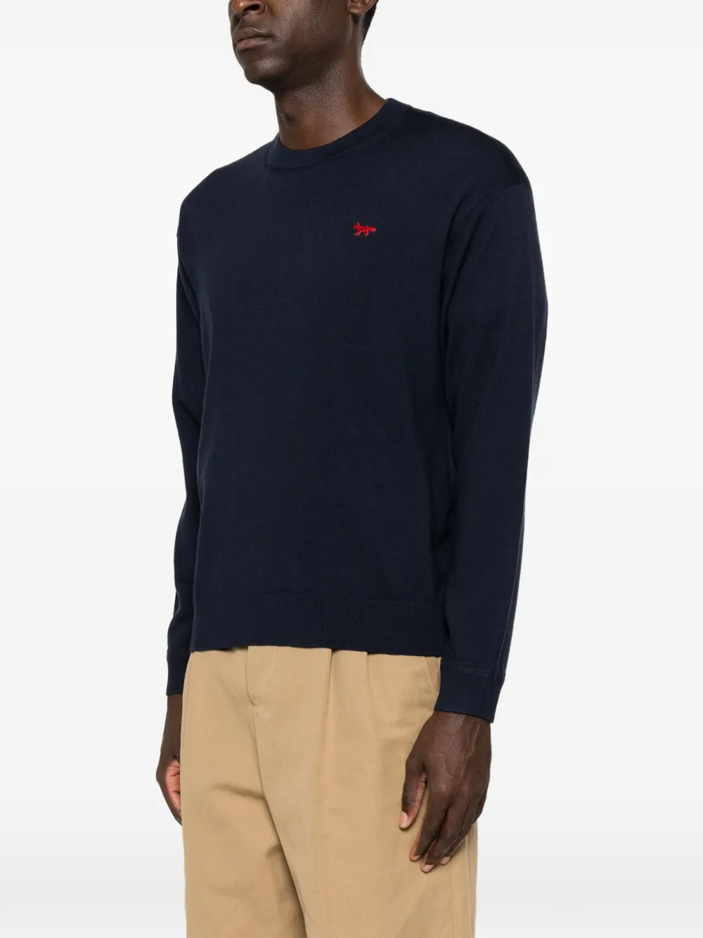 Maison Kitsuné Trui met vossenkop-patch Blauw