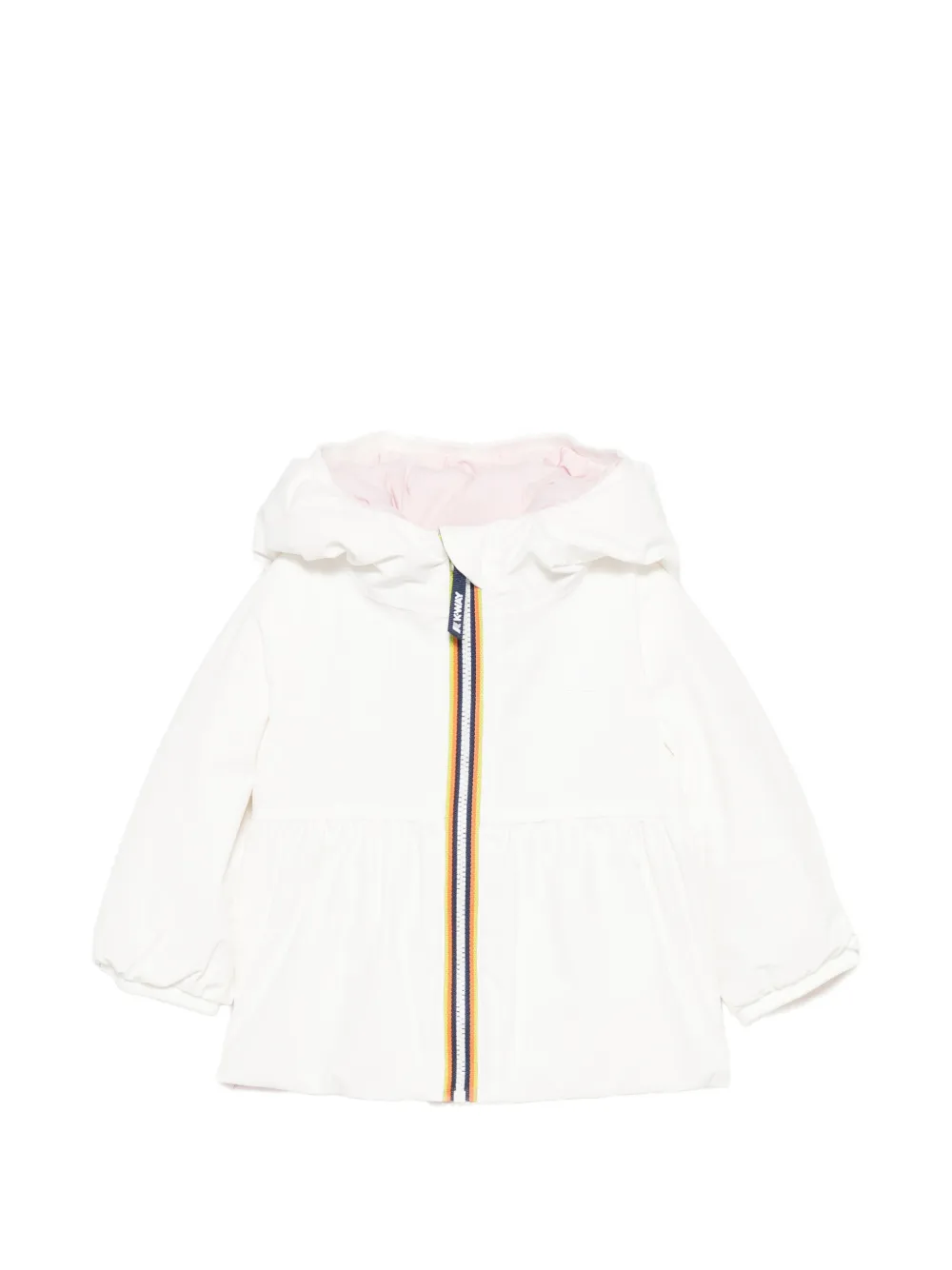 K Way Kids hooded ruffled jacket - Bianco
