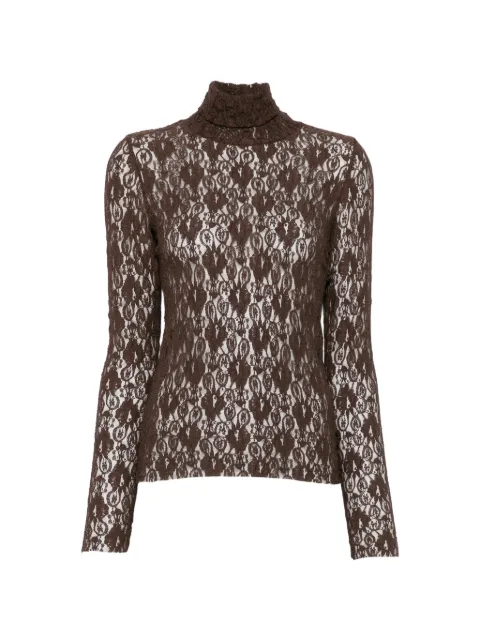 DIXIE lace-knit roll-neck top
