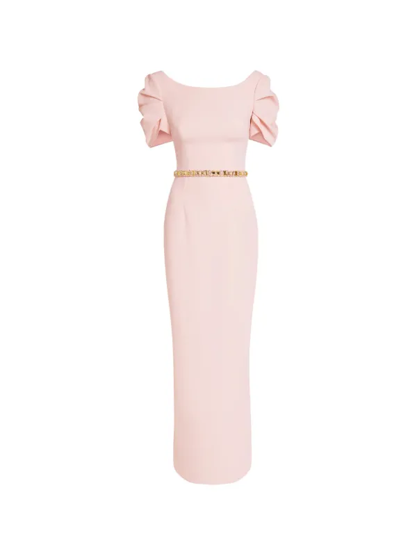 Safiyaa Vanna Sculptural-sleeve Maxi Dress in Pink