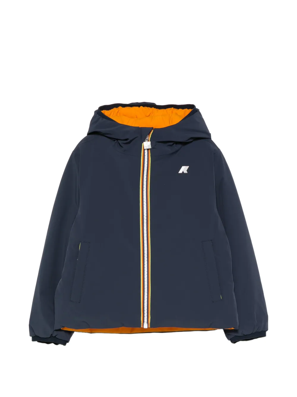 K Way Kids logo-patch hooded jacket - Blu