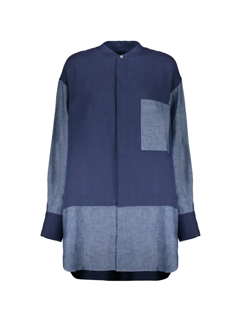 Moorer patchwork-design linen shirt - Blau