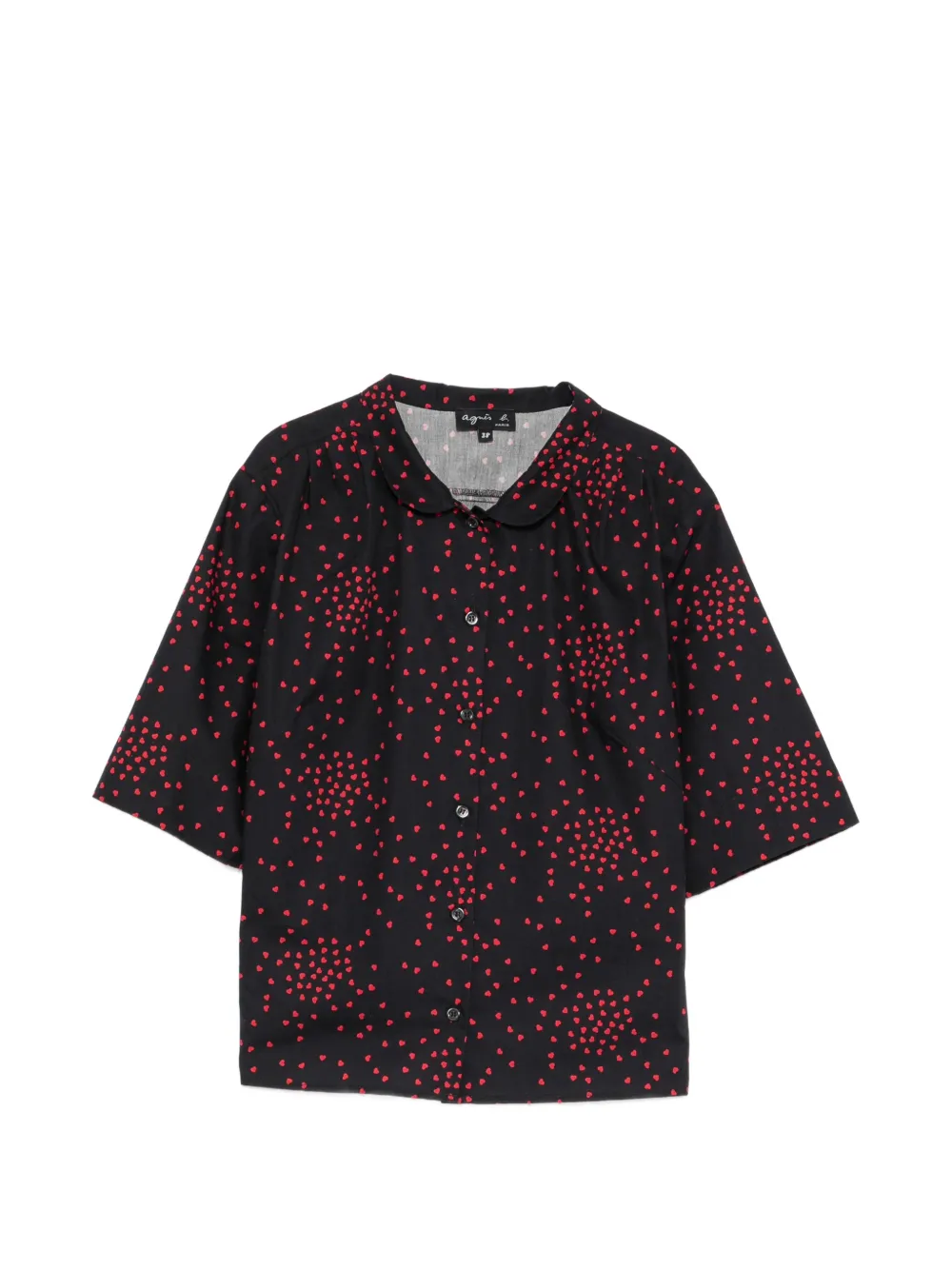 agnès b. heart-print stand-collar shirt