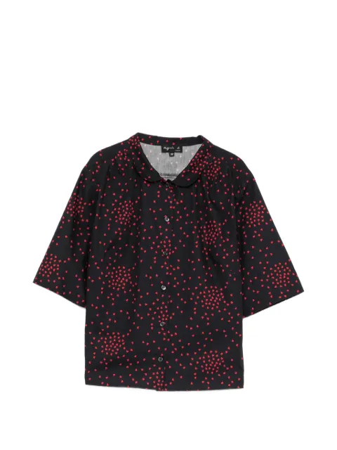 agnès b.  camisa con corazón estampado y cuello alto