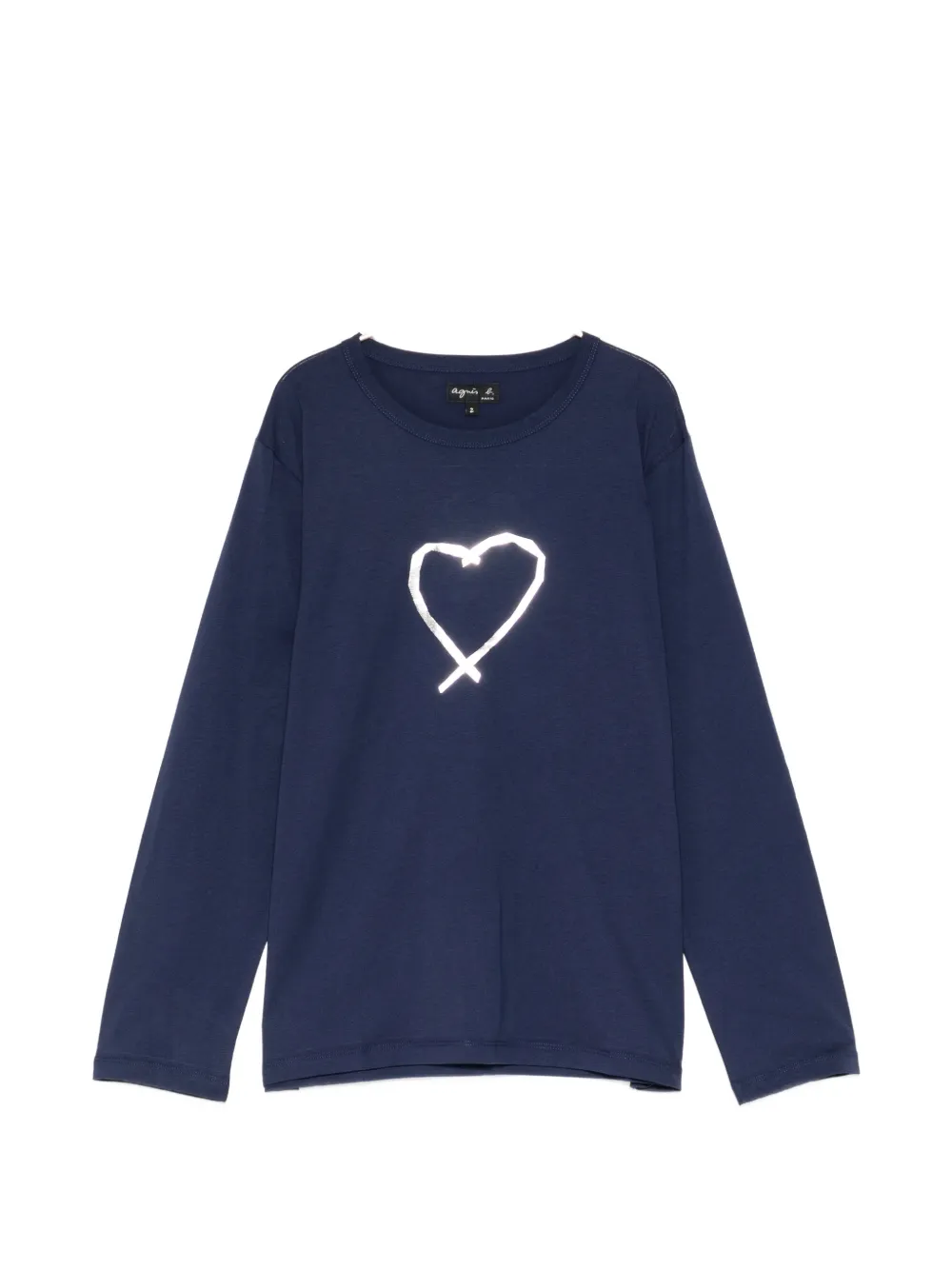 Agnès B. Heart-print Long-sleeve T-shirt In Blue
