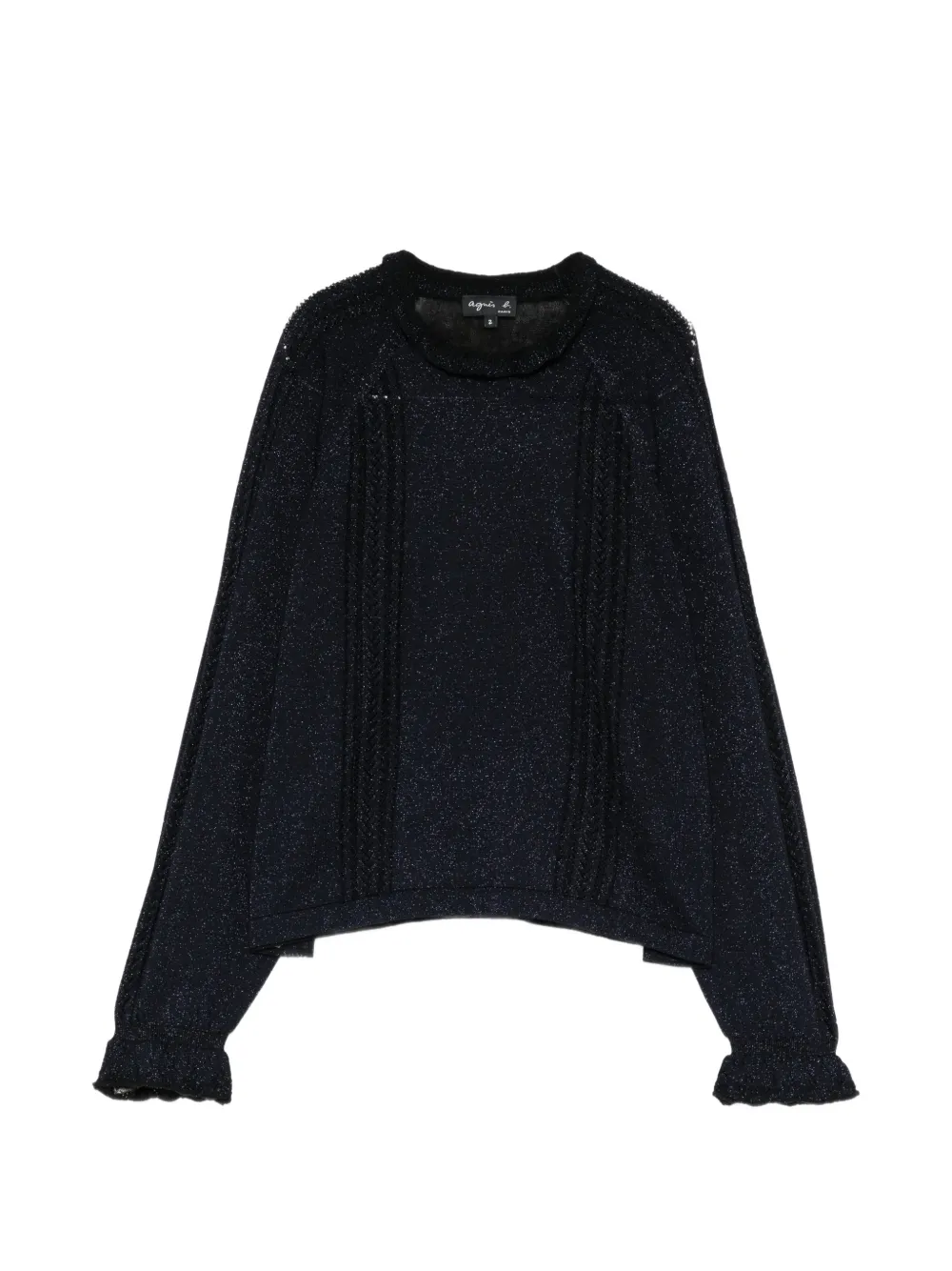 Agnès B. Ruffle-trim Glitter-knit Sweater In Black