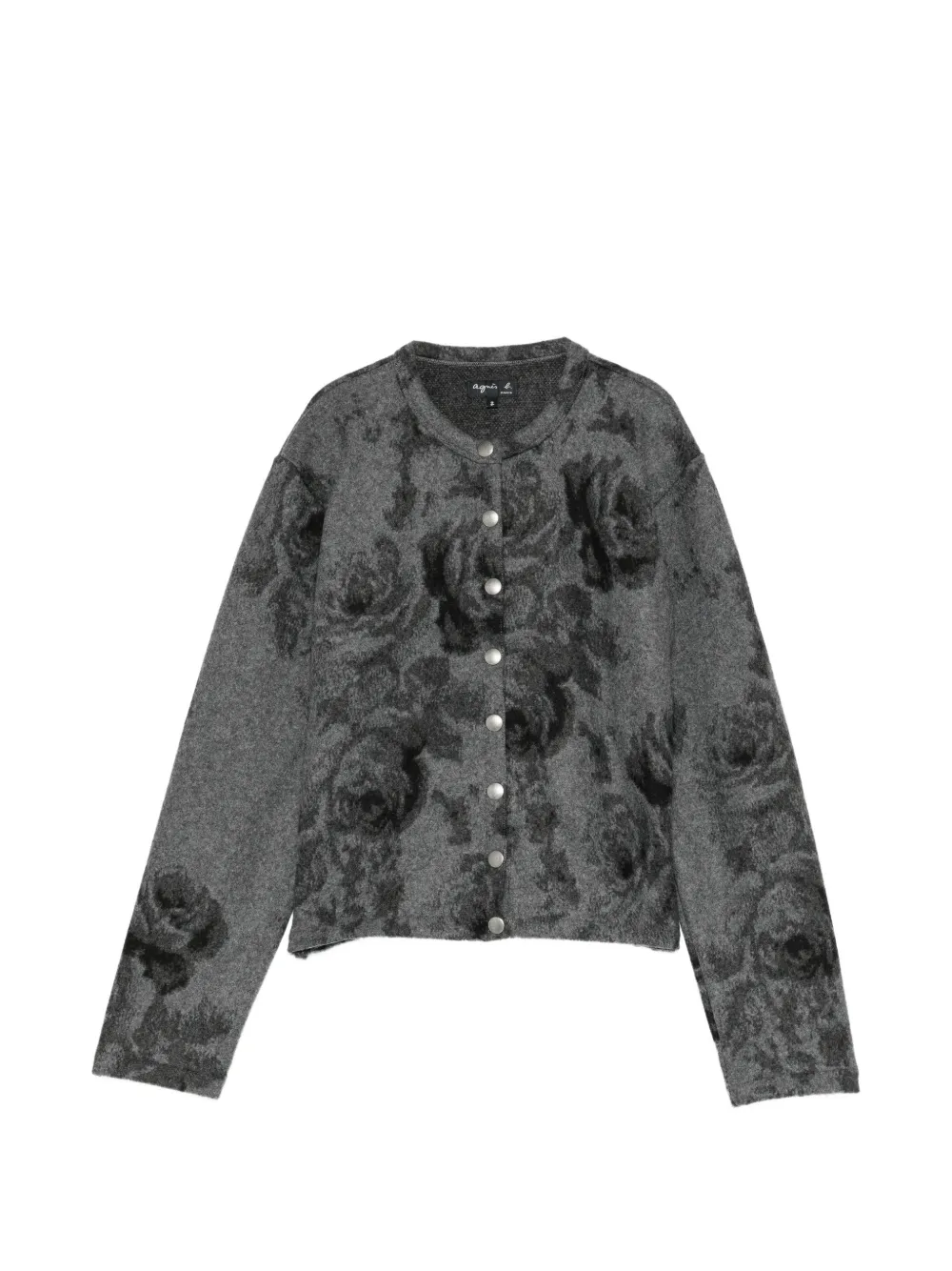 Agnès B. Rose-pattern Snap Cardigan In Gray