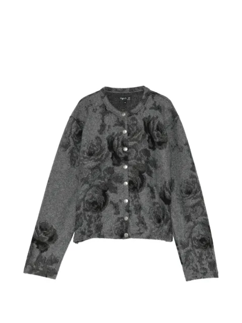 agnès b. rose-pattern snap cardigan