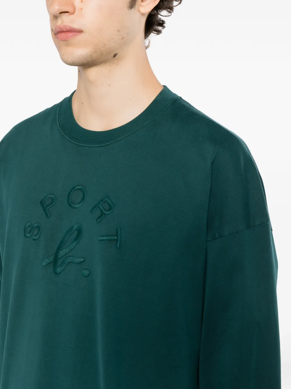 SPORT b. by agnès b. logo-embroidered long-sleeve T-shirt Groen