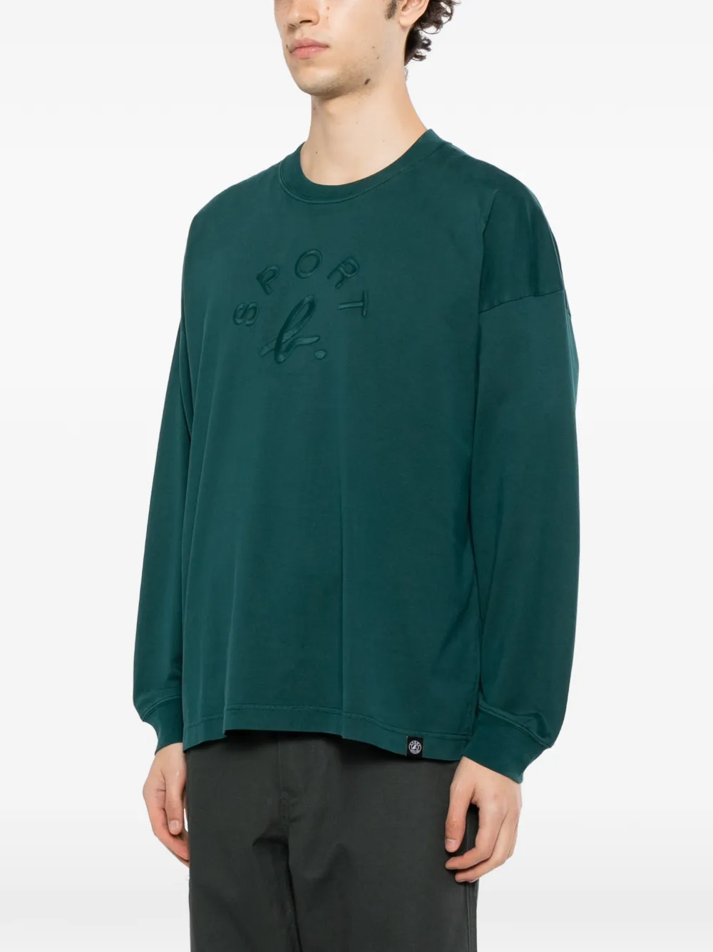 SPORT b. by agnès b. logo-embroidered long-sleeve T-shirt Groen