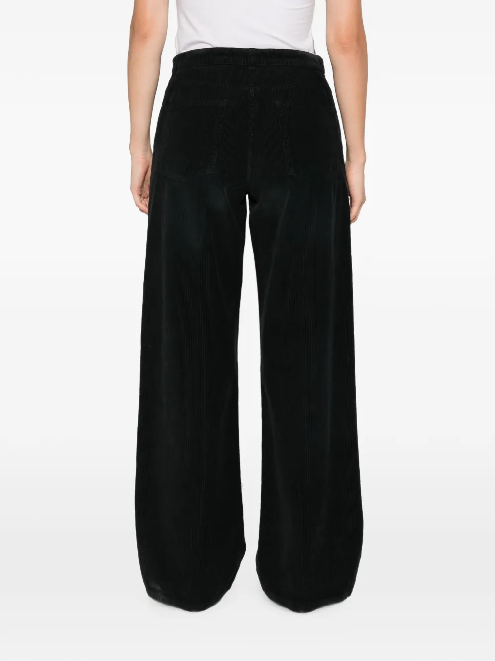 The Row Ribfluwelen broek met wijde pijpen Zwart