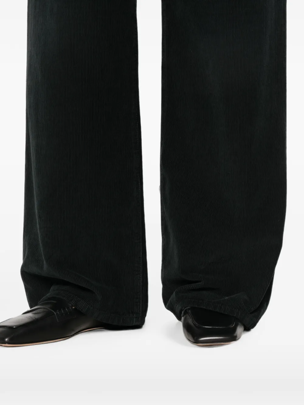 The Row Ribfluwelen broek met wijde pijpen Zwart