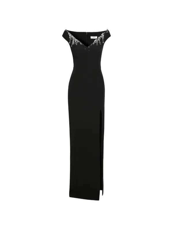 Safiyaa Lucrezia Crystal-embellished Maxi Dress in Black